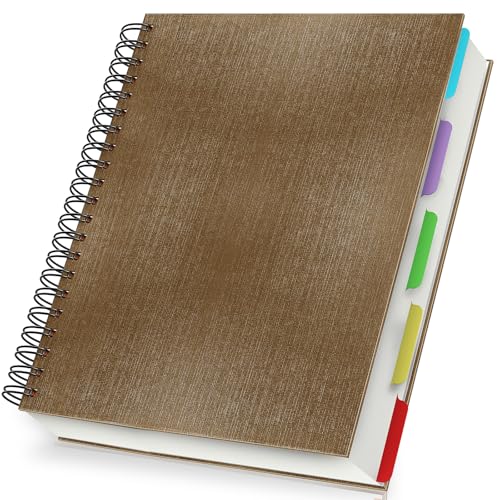 Yarotm Notizbuch A4 Liniert - 28.5x21cm Spiralblock Notebook - 120 Blatt Braun Notizheft A4 Hardcover - 100GSM Papier Liniert Tagebuch - Reisetagebuch Notizblock A4 Spiralbindung von Yarotm