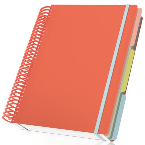 Yarotm Notizbuch A4 Liniert - Spiralblock Notebook 23.5x29.8cm - 90GSM Papier Liniert Tagebuch - Notizheft A4 Spiralbindung 120 Blatt/240 Seiten - Orange Notizblock A4 Reisetagebuch von Yarotm