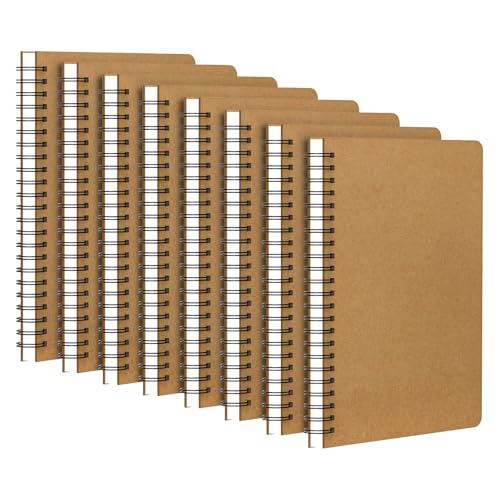 Yarotm Notizbuch A5 Blanko - 8 Stück Spiralblock Notebooks - 100g/m² Notizblock A5 Leer Papier - Kraft Notizbücher A5 Spiralbindung 14x21cm - 120 Seiten/ 60 Blatt Blanko Reisetagebuch von Yarotm