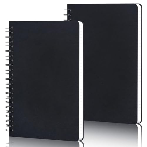 Yarotm Notizbuch A5 Dotted - 2 Stück Notizblöcke A5 Gepunktet - 100g/m² Gepunktet 5mm Spiralbuch - 14x21cm Journal Notizheft Schwarz - Notizbücher Notebook Spiralblock A5 von Yarotm