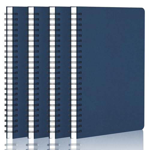 Yarotm Notizbuch A5 Dotted - 4 Stück Spiralblock Notebooks - 100g/m² Gepunktet 5mm Notizblock A5-14x21cm Notizheft Spiralbindung - 60 Blatt Dunkelblau Tagebuch Collegeblock A5 von Yarotm