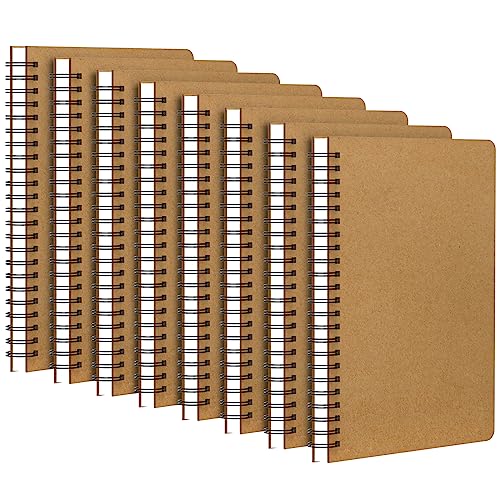 Yarotm Notizbuch A5 Kariert - 8 Stück Notizblock a4 Kariertes 5mm - Din a5 Block Kariert - Heft Spiralblock A5-100g/m² Graph Paper Notebooks Kraft Hardcover - Notiz Ringbuch a5 von Yarotm