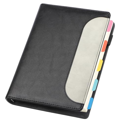 Yarotm Notizbuch A5 Kariert - Ring Binder A5 Notizheft - Notizbuch Leder PU 120 Blatt/240 Seiten - 14x21cm 100GSM Kariert 5mm Notizblock - Schwarz Ringbuch A5 Nachfüllbar Reisetagebuch von Yarotm