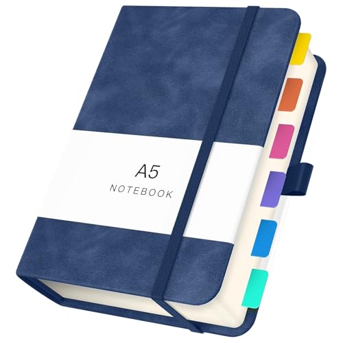 Yarotm Notizbuch A5 Liniert - 14x21cm PU Leder Notizbuch Notebook - 100GSM Collegeblock Liniert Tagebuch A5-360 Seiten/180 Blatt Hardcover Notizblock A5 Reisetagebuch, Dunkelblau von Yarotm