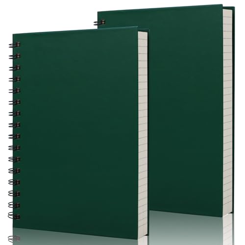 Yarotm Notizbuch A5 Abreißbar- 2 Stück Spiralblock A5 Notizheft 14x21cm - 100GSM Papier Liniert Notizblock - 160 Seiten A5 Notebook Hardcover - Spiralbuch Reisetagebuch, Dunkelgrün von Yarotm