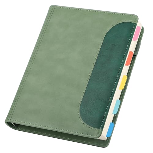 Yarotm Notizbuch A5 Liniert - Ringbuch A5 Nachfüllbar - 100GSM Notizblock Papier Liniert 14x21cm - Grün Ring Binder Notizbuch Leder PU - 120 Blatt/240 Seiten Loseblatt Notebook Tagebuch von Yarotm