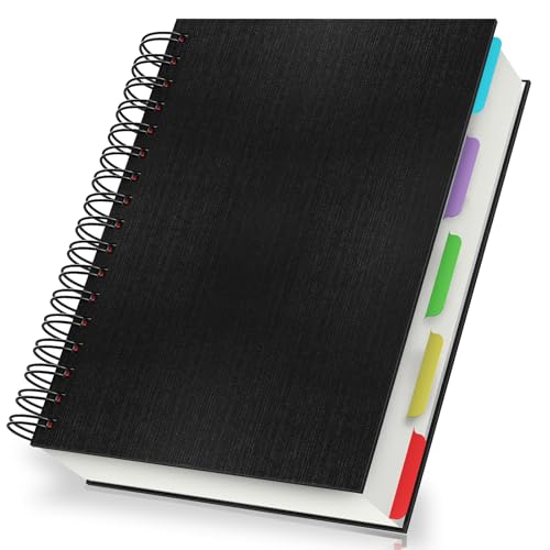 Yarotm Notizbuch A5 Liniert - Spiralblock Notizblock 14x21cm - 100GSM Papier Liniert Notebook A5-1200GSM Hardcover Collegeblock - 120 Blatt Tagebuch Notizheft A5 Spiralbindung, Schwarz von Yarotm