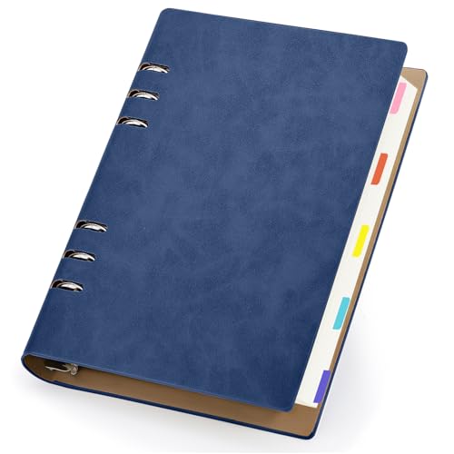 Yarotm Notizbuch A5 Liniert - Spiralblock Notizheft Dunkelblau 14x21cm - 100GSM Liniert Notizblock A5-300 Seiten Ring Binder Notebook A5 - Notizbuch Leder PU Reisetagebuch Nachfüllbar von Yarotm