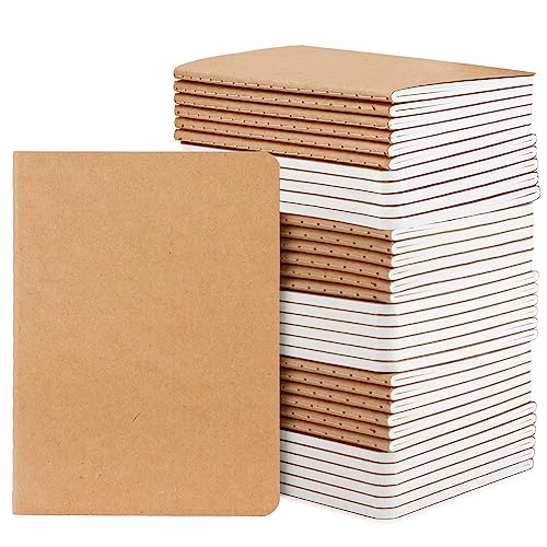 Yarotm Notizbuch A6 Kariert - 48 Stück Notizheft A6 10x14cm - 100GSM Papier Kariert 5mm Tagebuch - 60 Seiten Braun Notebook Writing - Kraft Notizblock A6 Reisetagebuch Schule Memos von Yarotm