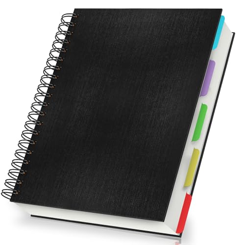 Yarotm Notizbuch B5 Liniert - 1 Pack Spiralbindung Notebook B5-240 Seiten Notizblock Hardcover 26x18cm - 100GSM Liniert Tagebuch - Schwarz Spiralblock Notizheft B5 Reisetagebuch von Yarotm