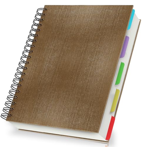 Yarotm Notizbuch B5 Liniert - 1 Stück Spiralbindung Tagebuch B5-240 Seiten Notizblock Braun Hardcover 26x18cm - 100GSM Liniert Notebook - Spiralblock Notizheft B5 Reisetagebuch von Yarotm