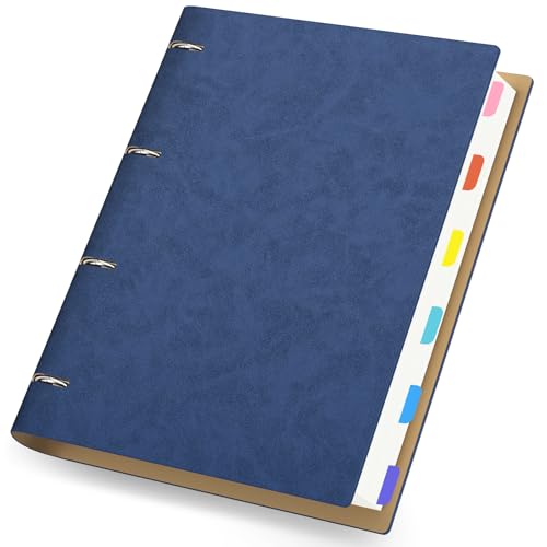 Yarotm Ring Binder Notizbuch A4 Liniert - Spiralblock Nachfüllbar 21.5x28cm - 100g/m² Liniert Tagebuch Notebook A4 - PU Leder Notizblock A4-150 Blatt Dunkelblau Notizheft Reisetagebuch von Yarotm