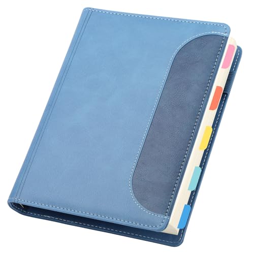 Yarotm Ringbuch A5 Liniert - Notizbuch Leder PU - Notebook A5 Nachfüllbar - 14x21cm 100GSM Papier Liniert Notizheft - Ring Binder Notizblock A5-120 Blatt/240 Seiten Seeblau Reisetagebuch von Yarotm