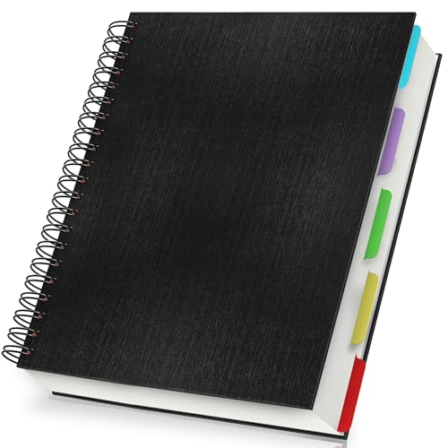 Yarotm Spiralblock A4 Liniert - 1 Stück Notizbuch Notebook 28.5x21cm - 100GSM Papier Liniert Notizblock A4 - Notizheft A4 Spiralbindung 240 Seiten - Schwarz Diaries Tagebuch Hardcover von Yarotm