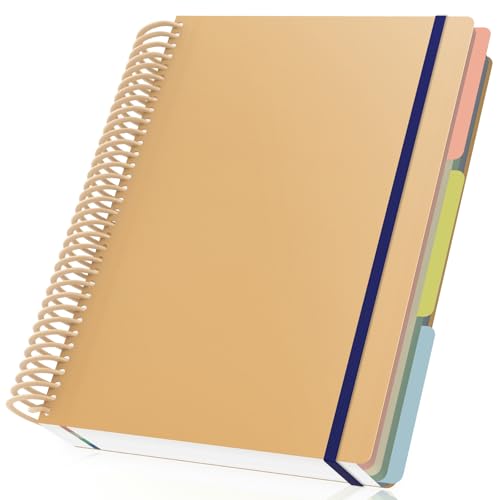 Yarotm Spiralblock A4 Liniert - Notizbuch A4 Spiralbindung 120 Blatt - Journal Tagebuch 23.5x29.8cm - 90g/m² Papier Liniert Notizblock A4 - Beige Notizheft Reisen Notebook Writing Pads von Yarotm