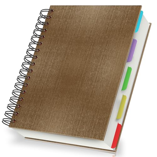 Yarotm Spiralblock A5 Liniert - 14x21cm Notizbuch Tagebuch - 100GSM Liniert Notizblock A5-240 Seiten Braun Notizheft Spiralbindung - Notebook A5 1200GSM Hardcover Collegeblock Diaries von Yarotm