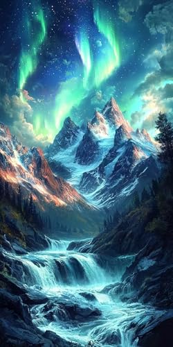 Diamond Painting Aurora Kinder Erwachsene Set, 5D DIY Diamant Painting Landschaft Bilder Full Set, Daiments Painting Bastelset Erwachsene Frauen, Dimond nach Zahlen Painting Set Dekor 30x60cm T-9 von Yarqzhng