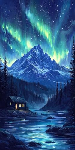 Diamond Painting Aurora Kinder Erwachsene Set, 5D DIY Diamant Painting Landschaft Bilder Full Set, Daiments Painting Bastelset Erwachsene Frauen, Dimond nach Zahlen Painting Set Dekor 70x140cm W-4 von Yarqzhng