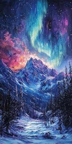 Diamond Painting Aurora Kinder Erwachsene Set, 5D DIY Diamant Painting Landschaft Bilder Full Set, Diamond-Painting Bastelset Erwachsene Frauen, Dimond nach Zahlen Malerei Dekor Geschenk 50x100cm V-5 von Yarqzhng