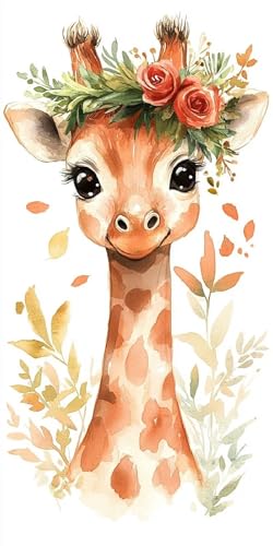 Diamond Painting Giraffe Kinder Erwachsene Set, 5D DIY Diamant Painting Blume Bilder Full Set, Daiments Painting Bastelset Erwachsene Frauen, Dimond nach Zahlen Painting Set Home Dekor 70x140cm K-2 von Yarqzhng