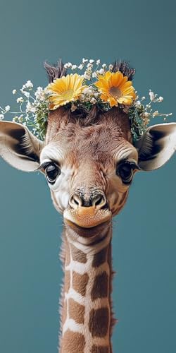 Diamond Painting Giraffe Kinder Erwachsene Set, 5D DIY Diamant Painting Blume Bilder Full Set, Diamond-Painting Bastelset Erwachsene Frauen, Dimond nach Zahlen Malerei Home Dekor Geschenk 30x60cm Q-6 von Yarqzhng