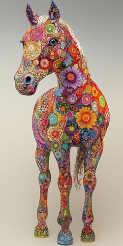 Diamond Painting Horse Kinder Erwachsene Set, 5D DIY Diamant Painting Abstrakt Bilder Full Set, Diamond-Painting Bastelset Erwachsene Frauen, Dimond nach Zahlen Malerei Dekor Geschenk 70x140cm T-8 von Yarqzhng