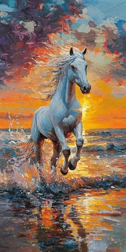 Diamond Painting Horse Kinder Erwachsene Set, Diamant Painting Bilder Sonnenuntergang Basteln Klein Set, DIY 5D Daiments Dimond Painting Stickerei Bastelset Erwachsene Frauen Dekor 20x40cm F-3 von Yarqzhng