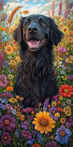 Diamond Painting Hund Kinder Erwachsene Set, 5D DIY Diamant Painting Blume Bilder Full Set, Diamond-Painting Bastelset Erwachsene Frauen, Dimond nach Zahlen Malerei Home Wand Dekor 30x60cm E-8 von Yarqzhng