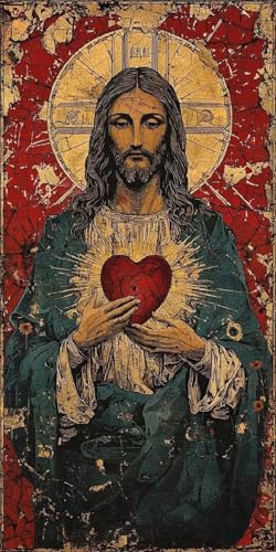 Diamond Painting Jesus Kinder Erwachsene Set, 5D DIY Diamant Painting Retro Bilder Full Set, Daiments Painting Bastelset Erwachsene Frauen, Dimond nach Zahlen Painting Set Home Wand Dekor 70x140cm S-3 von Yarqzhng