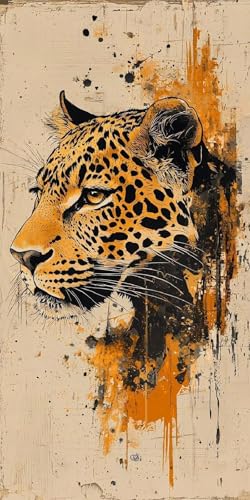 Diamond Painting Leopard Kinder Erwachsene Set, 5D DIY Diamant Painting Tier Bilder Full Set, Daiments Painting Bastelset Erwachsene Frauen Dimond nach Zahlen Painting Set Home Wand Dekor 50x100cm L-9 von Yarqzhng