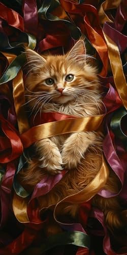 Diamond Painting Niedlich Kinder Erwachsene Set, 5D DIY Diamant Painting Katze Bilder Full Set, Daiments Painting Bastelset Erwachsene Frauen, Dimond nach Zahlen Painting Set Dekor 50x100cm O-8 von Yarqzhng