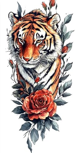 Diamond Painting Tiger Kinder Erwachsene Set, 5D DIY Diamant Painting Rose Bilder Full Set, Daiments Painting Bastelset Erwachsene Frauen, Dimond nach Zahlen Painting Set Home Wand Dekor 70x140cm E-0 von Yarqzhng