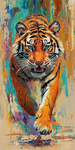 Diamond Painting Tiger Kinder Erwachsene Set, 5D DIY Diamant Painting Tier Bilder Full Set, Daiments Painting Bastelset Erwachsene Frauen, Dimond nach Zahlen Painting Set Home Wand Dekor 30x60cm S-5 von Yarqzhng