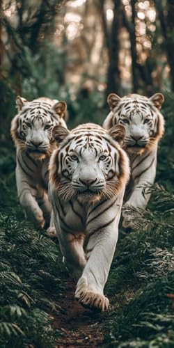 Diamond Painting Tiger Kinder Erwachsene Set, 5D DIY Diamant Painting Tier Bilder Full Set, Diamond-Painting Bastelset Erwachsene Frauen, Dimond nach Zahlen Malerei Home Wand Dekor 50x100cm I-1 von Yarqzhng