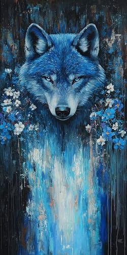 Diamond Painting Wolf Kinder Erwachsene Set, 5D DIY Diamant Painting Blume Bilder Full Set, Daiments Painting Bastelset Erwachsene Frauen, Dimond nach Zahlen Painting Set Home Wand Dekor 70x140cm S-0 von Yarqzhng