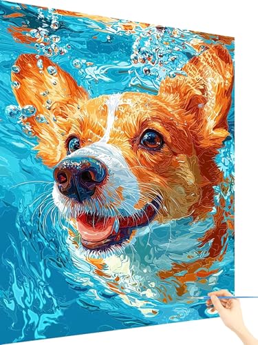 Malen Nach Zahlen Erwachsene Hund Paint by Numbers Niedlich, Malen Nach Zahlen ab 7 Jahre Mädchen, Handgemalt Ölgemälde Leinwand mit Pinseln Acrylfarben Geschenke für Frauen Ohne Rahmen 70x90cm U-25 Malen Nach Zahlen Erwachsene Hund Paint by Numbers Niedlich, Malen Nach Zahlen ab 7 Jahre Mädchen, Handgemalt Ölgemälde Leinwand mit Pinseln Acrylfarben Geschenke für Frauen Ohne Rahmen 70x90cm U-25 von Yarqzhng