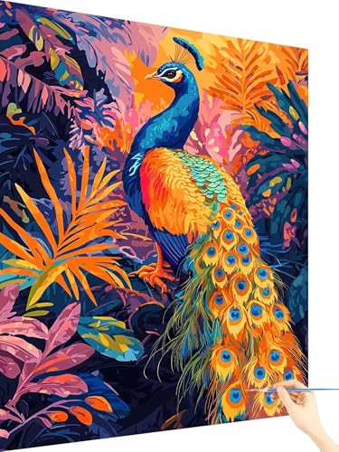 Malen Nach Zahlen Erwachsene Pfau Paint by Numbers Anlage, Malen Nach Zahlen ab 7 Jahre Mädchen, Handgemalt Ölgemälde Leinwand mit Pinseln und Acrylfarben Geschenke für Frauen Ohne Rahmen 60x80cm Z-51 Malen Nach Zahlen Erwachsene Pfau Paint by Numbers Anlage, Malen Nach Zahlen ab 7 Jahre Mädchen, Handgemalt Ölgemälde Leinwand mit Pinseln und Acrylfarben Geschenke für Frauen Ohne Rahmen 60x80cm Z-51 von Yarqzhng