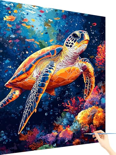 Malen Nach Zahlen Erwachsene SchildkröTe Paint by Numbers Meer, Malen Nach Zahlen ab 7 Jahre Mädchen, Handgemalt Ölgemälde Leinwand mit Pinseln und Acrylfarben Geschenke für Frauen Deko 60x80cm B-61 Malen Nach Zahlen Erwachsene SchildkröTe Paint by Numbers Meer, Malen Nach Zahlen ab 7 Jahre Mädchen, Handgemalt Ölgemälde Leinwand mit Pinseln und Acrylfarben Geschenke für Frauen Deko 60x80cm B-61 von Yarqzhng
