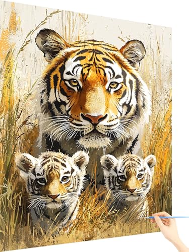 Malen Nach Zahlen Erwachsene Tiger Paint by Numbers Tier, Malen Nach Zahlen ab 7 Jahre Mädchen, Handgemalt Ölgemälde Leinwand mit Pinseln und Acrylfarben Geschenke für Frauen Ohne Rahmen 70x90cm Y-83 Malen Nach Zahlen Erwachsene Tiger Paint by Numbers Tier, Malen Nach Zahlen ab 7 Jahre Mädchen, Handgemalt Ölgemälde Leinwand mit Pinseln und Acrylfarben Geschenke für Frauen Ohne Rahmen 70x90cm Y-83 von Yarqzhng