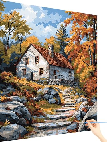 Malen Nach Zahlen Erwachsene Wald Paint by Numbers Kabine, Malen Nach Zahlen ab 7 Jahre Mädchen, Handgemalt Ölgemälde Leinwand mit Pinseln und Acrylfarben Geschenke für Frauen Ohne Rahmen 70x90cm H-19 Malen Nach Zahlen Erwachsene Wald Paint by Numbers Kabine, Malen Nach Zahlen ab 7 Jahre Mädchen, Handgemalt Ölgemälde Leinwand mit Pinseln und Acrylfarben Geschenke für Frauen Ohne Rahmen 70x90cm H-19 von Yarqzhng