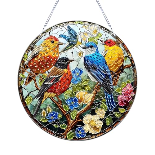 DIY Diamond Painting Ostern Anhänger 5D Frühling Diamant Painting Fensterbilder Vogel zum Aufhängen,Diamond Vogel Malerei Wandbehang Kits,Vogel und Blume Bastelset Kinder Erwachsene (10) von Yarteim