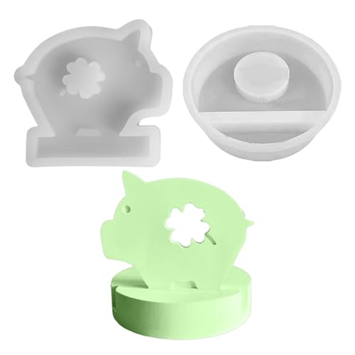 Silikonformen Gießformen Schwein,Silikonform Schwein Kerzenhalter,3D St. Patrick's Day Kleeblatt Silikonform Schweinchen Gipsformen zum Gießen Gießform Frühling Giessformen Silikon für DIY Handwerk von Yarteim