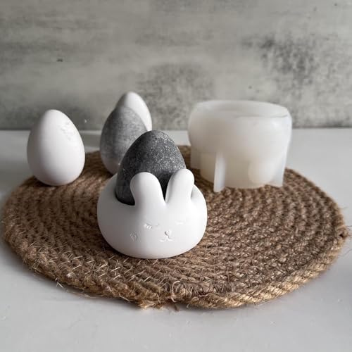 Silikonformen Gießformen Ostern, DIY Silikonform Eierbecher Hase, Silikonform Ostern Hase Gießformen Silikon Eierbecher, Silikonform Frühling, Eierbecher Gießform Frühling für DIY Osterdeko Eierhalter von Yarteim