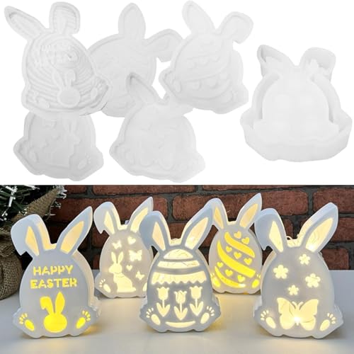 Silikonformen Gießformen Ostern, Silikonform Ostern, Hase Silikonform Kerzenhalter, Silikon Gießform Ostern 3D Osterhase Gießformen Silikon, Gießform Hase Ostereier (04) von Yarteim