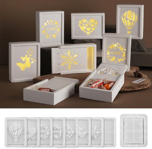 Silikonformen Gießformen Ostern,Ostern Silikonform Geschenkbox mit Deckel,9er Silikonformen Gießformen Geschenkbox,Ostern Gießformen Silikon mit Hohlmuster,Silikon Gießform Ostern für DIY Geschenkbox von Yarteim