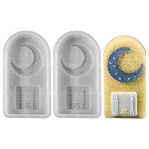 Silikonformen Gießformen Ramadan, DIY Ramadan Ornament mit Mond Schloss Silikonform Ramadan, Silikon Gießform Kerzenform Ramadan, Mond Giessformen Silikon Gipsformen zum Gießen, DIY Ramadan Handwerk von Yarteim