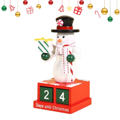 Weihnachten Adventskalender Holz, Weihnachtsmann Elch Schneemann Adventskalender 2024, Weihnachten Countdown Kalender, Abnehmbare Kalender Tischkalender Holz Ornamente für Home Office von Yarteim