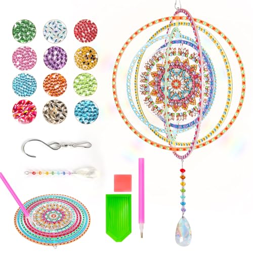 Geschenk Mädchen 6 7 8 9 10 11 Jahre: Basteln Diamond Painting Windspiel Bastelset Kinder ab 6 7 8 10 Jahre 3D Mandala Draußen Hängender Windspinner Mädchen Geburtstagsgeschenk Spielzeug ab 5-12 Jahre von Yashuo