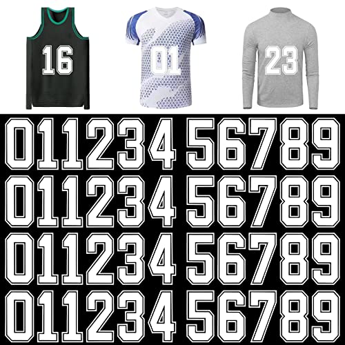 44 Stück Zahlen zum Aufbügeln, Jersey-Wärmeübertragungszahlen für Sport-T-Shirts, Teamuniform, Fußball, Basketball, Baseball (Box, weiß, 20,3 cm) von Yaveron