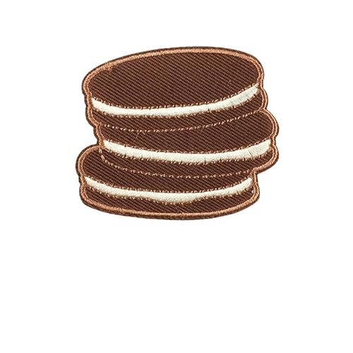 Biscuit Iron On Patches,Iron-On Cookies Biscuits Embroidered Fabric Sticker Biscuit Patch Embroidered Label Iron-On Embroidered Badge DIY Biscuit Embroidery for Hats Shoes Bags Clothes (J,18PCS) von Yavitality